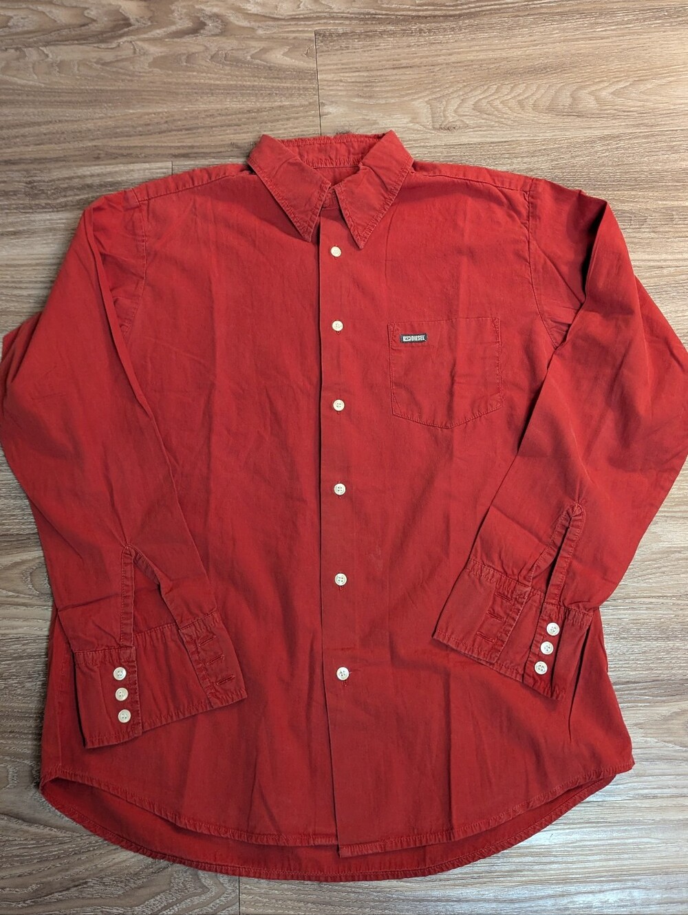 Diesel Vintage Y2K Men's Red Western Style Casual Button-Down Shirt M